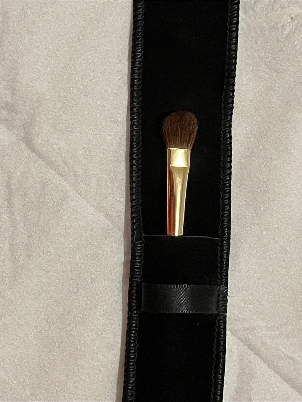 CHANEL Black & Gold Eye Shadow Brush with Velvet Sleeve